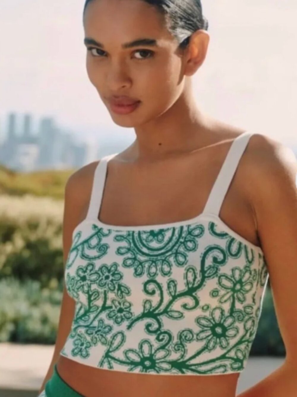 Anthropologie Celandine Knit Square Crop Tank Top